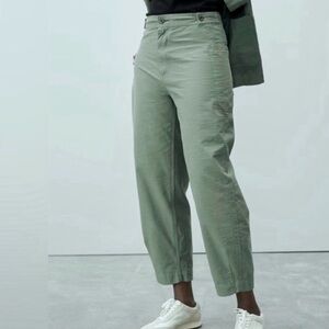Everlane Fatigue Barrel High-Rise Utility Pants in Glass Green